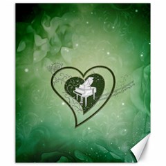Music, Piano On A Heart Canvas 20  X 24  by FantasyWorld7