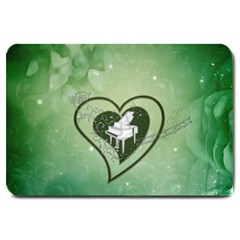 Music, Piano On A Heart Large Doormat  by FantasyWorld7