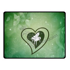 Music, Piano On A Heart Fleece Blanket (small) by FantasyWorld7