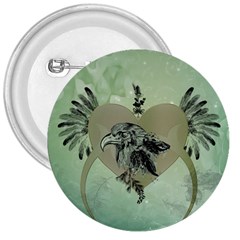 Eagle, Animal, Bird, Feathers, Fantasy, Lineart, Flowers, Blossom, Elegance, Decorative 3  Buttons