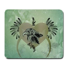 Eagle, Animal, Bird, Feathers, Fantasy, Lineart, Flowers, Blossom, Elegance, Decorative Large Mousepads by FantasyWorld7