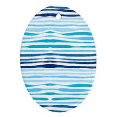Blue Waves Pattern Ornament (oval)