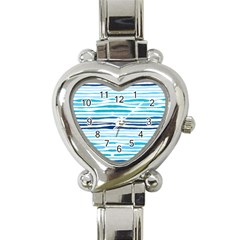 Blue Waves Pattern Heart Italian Charm Watch