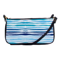 Blue Waves Pattern Shoulder Clutch Bag by designsbymallika