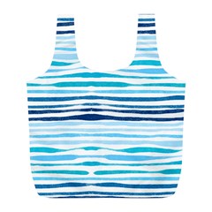 Blue Waves Pattern Full Print Recycle Bag (l) by designsbymallika