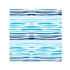 Blue Waves Pattern Small Satin Scarf (square) by designsbymallika