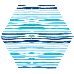Blue Waves Pattern Wooden Puzzle Hexagon by designsbymallika