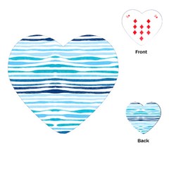 Blue Waves Pattern Playing Cards Single Design (heart) by designsbymallika