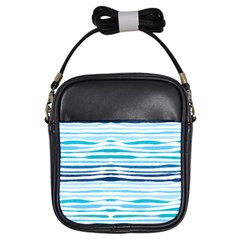 Blue Waves Pattern Girls Sling Bag by designsbymallika