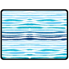 Blue Waves Pattern Double Sided Fleece Blanket (large)  by designsbymallika