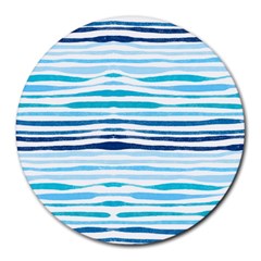 Blue Waves Pattern Round Mousepads
