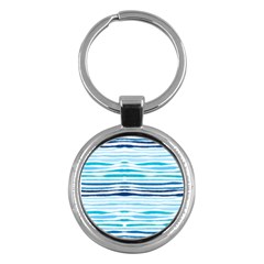 Blue Waves Pattern Key Chain (round) by designsbymallika