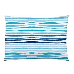 Blue Waves Pattern Pillow Case by designsbymallika