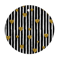 Stripes Heart Pattern Ornament (round)