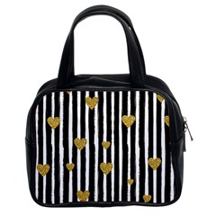 Stripes Heart Pattern Classic Handbag (two Sides) by designsbymallika