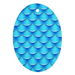 Blue Scale Pattern Ornament (oval)