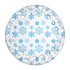 Snowflakes Pattern Round Filigree Ornament (two Sides) by designsbymallika