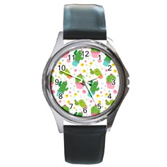 cactus pattern Round Metal Watch