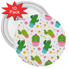 Cactus Pattern 3  Buttons (10 Pack)  by designsbymallika