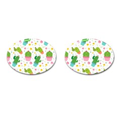 cactus pattern Cufflinks (Oval)