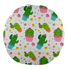 Cactus Pattern Large 18  Premium Round Cushions by designsbymallika