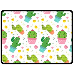 cactus pattern Double Sided Fleece Blanket (Large) 