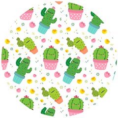 cactus pattern Wooden Puzzle Round