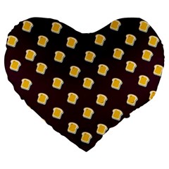 I Love Bread Large 19  Premium Heart Shape Cushions by designsbymallika