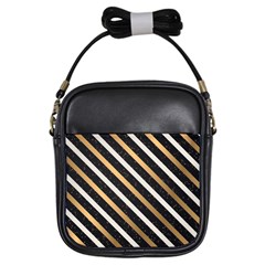 Metallic Stripes Pattern Girls Sling Bag by designsbymallika