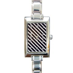 Silver Stripes Pattern Rectangle Italian Charm Watch by designsbymallika