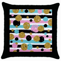 Stripes Pattern Throw Pillow Case (black) by designsbymallika