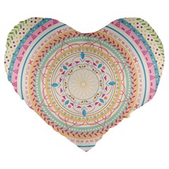 Mandala Pattern Large 19  Premium Heart Shape Cushions by designsbymallika