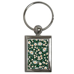 White Floral Pattern Key Chain (rectangle)