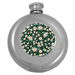 White Floral Pattern Round Hip Flask (5 Oz) by designsbymallika