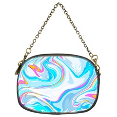 Blue Marble Print Chain Purse (two Sides)