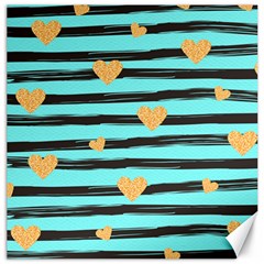 Stripes Heart Pattern Canvas 16  X 16  by designsbymallika