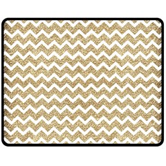 Gold Glitter Chevron Double Sided Fleece Blanket (medium)  by mccallacoulture