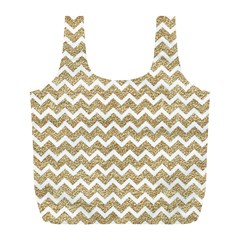 Gold Glitter Chevron Full Print Recycle Bag (l)