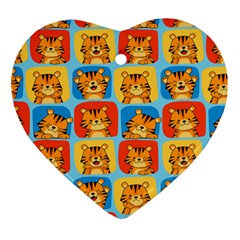 Cute Tiger Pattern Ornament (heart) by designsbymallika