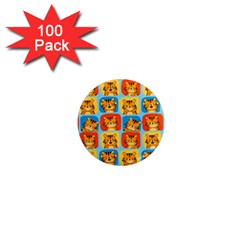 Cute Tiger Pattern 1  Mini Magnets (100 Pack)  by designsbymallika