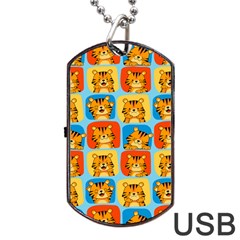 Cute Tiger Pattern Dog Tag Usb Flash (two Sides) by designsbymallika