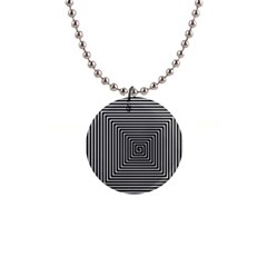 Maze Design Black White Background 1  Button Necklace by HermanTelo