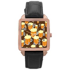 Drink Rose Gold Leather Watch  by HermanTelo