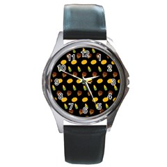 Pumpkin Round Metal Watch by designsbymallika