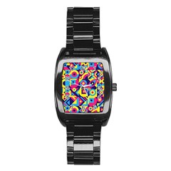 Doodle Pattern Stainless Steel Barrel Watch by designsbymallika