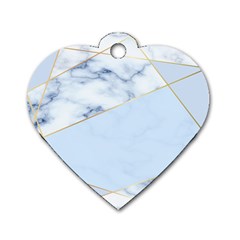 Blue Marble Print Dog Tag Heart (one Side)