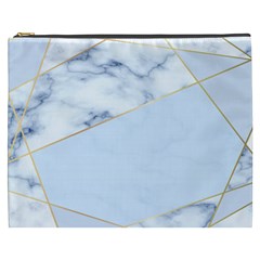 Blue Marble Print Cosmetic Bag (xxxl) by designsbymallika