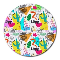 Doodle Pattern Round Mousepads