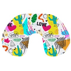 Doodle Pattern Travel Neck Pillow by designsbymallika