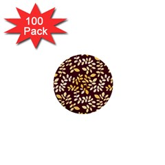 Golden Leaf Pattern 1  Mini Buttons (100 Pack)  by designsbymallika